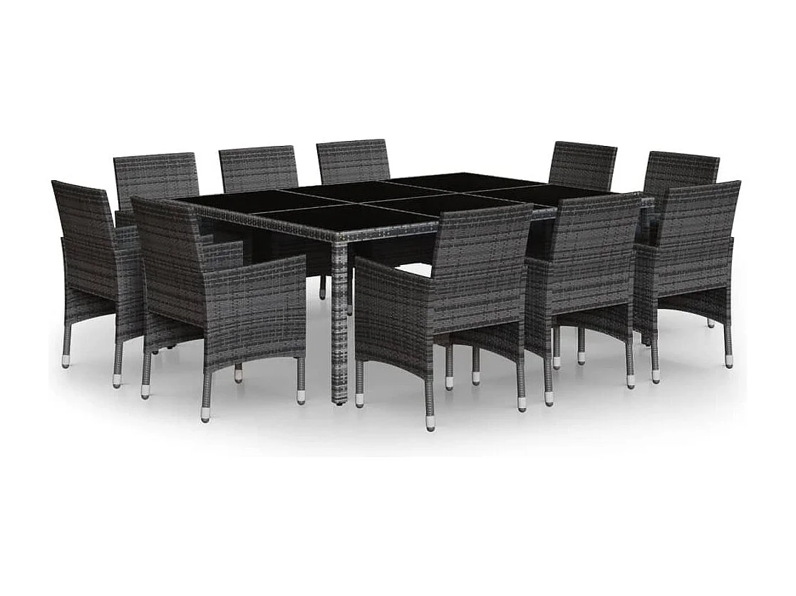 Havron 11-delige Tuinset poly rattan grijs