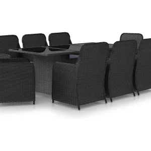 Hjordir 9-delige Tuinset poly rattan zwart Hjordir 9-delige Tuinset poly rattan zwart