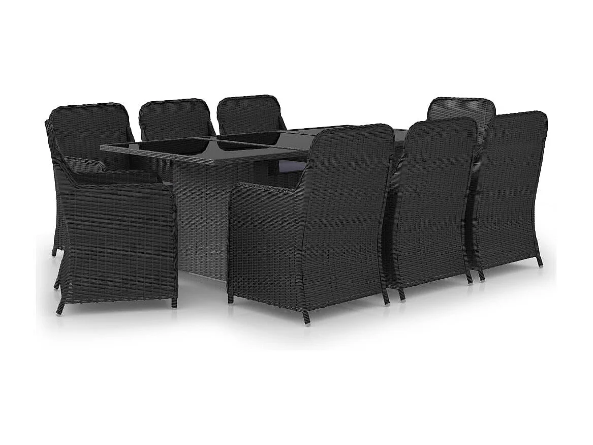 Hjordir 9-delige Tuinset poly rattan zwart