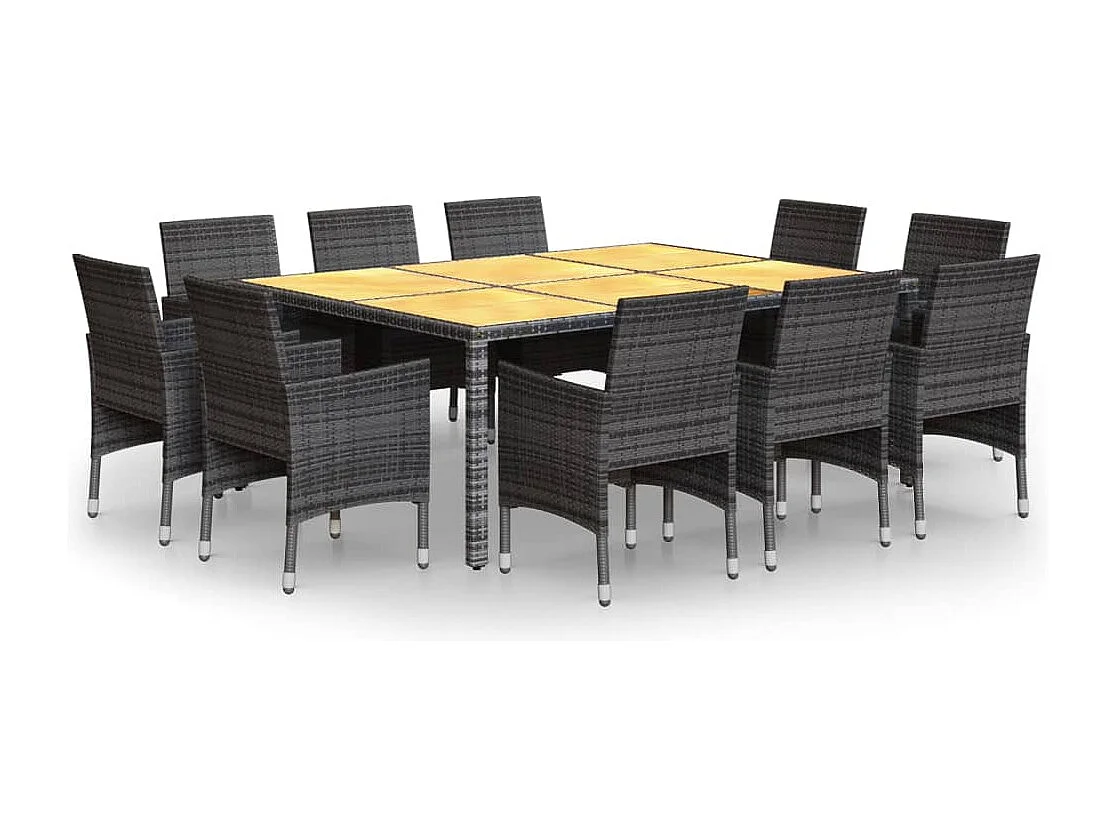 Havron 11-delige Tuinset poly rattan grijs