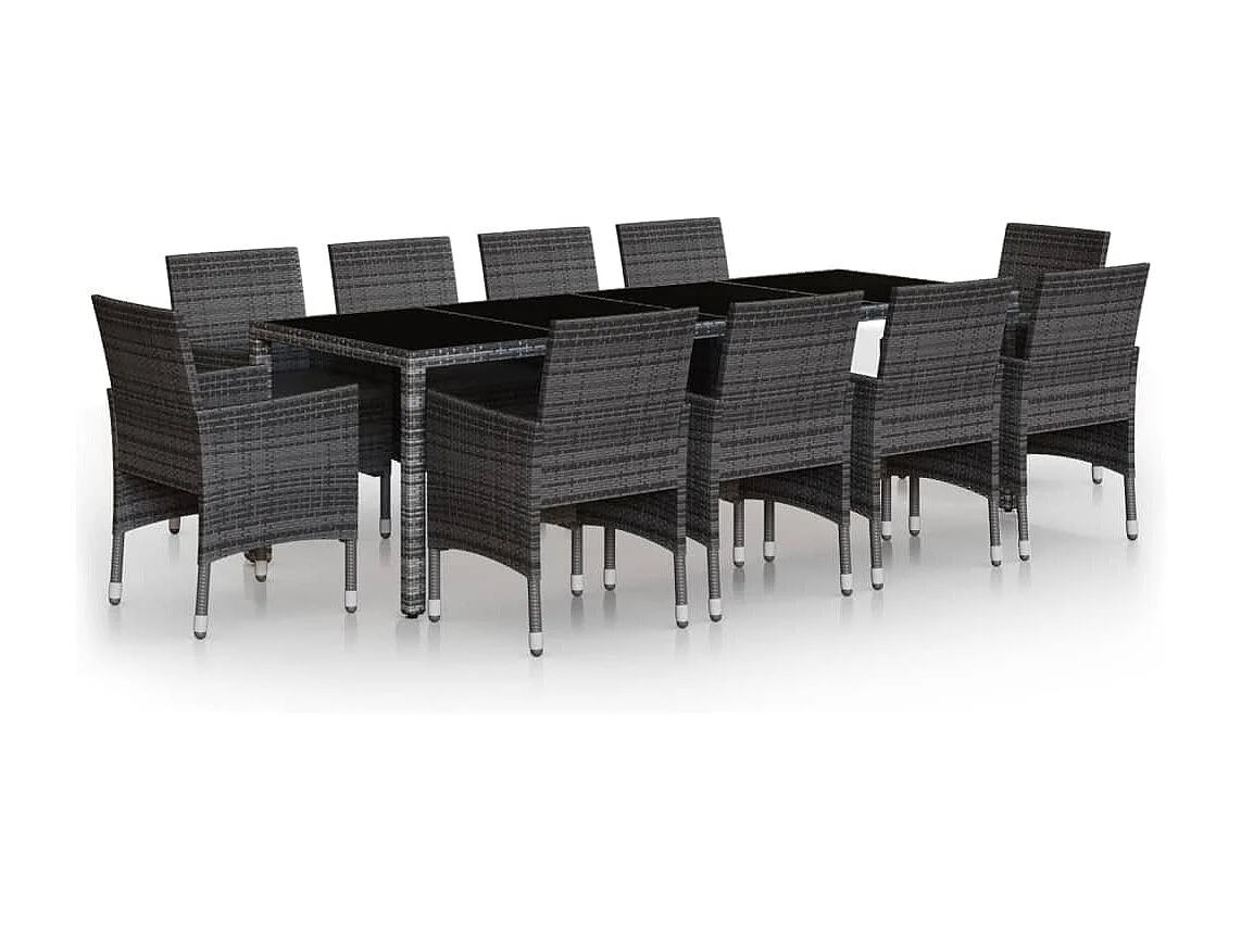 Havron 11-delige Tuinset poly rattan grijs