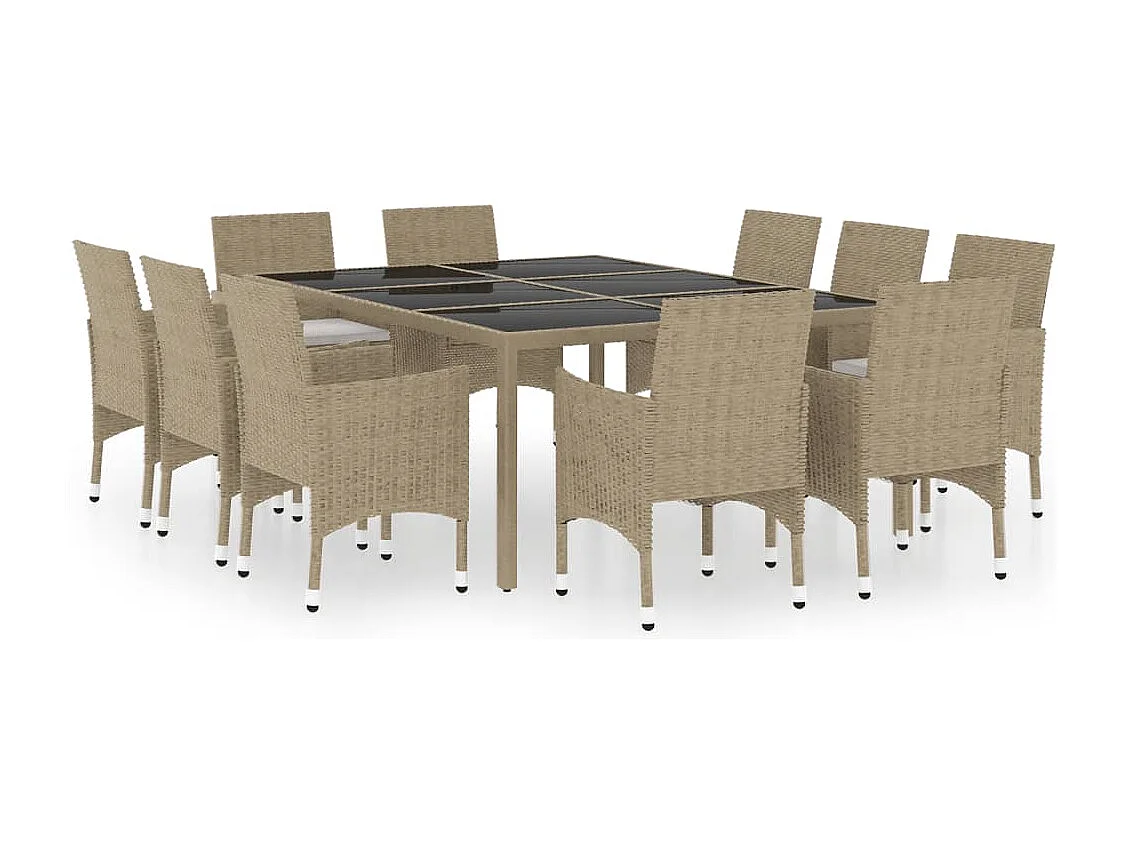 Havron 11-delige Tuinset poly rattan beige
