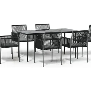 Giovanni Carlo  7-delige Tuinset met kussens poly rattan en staal zwart