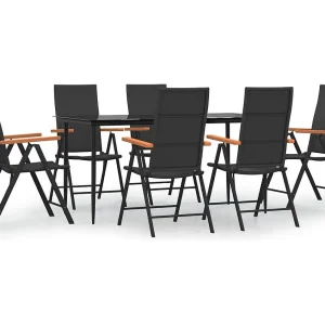 Henna  7-delige Tuinset poly rattan zwart en bruin
