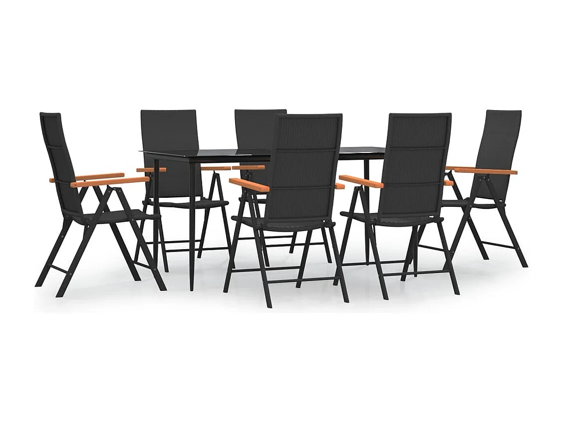 Henna 7-delige Tuinset poly rattan zwart en bruin