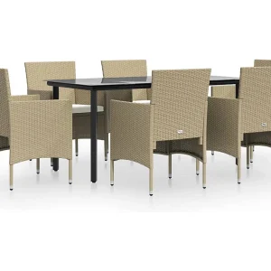 Hillsboro 7-delige Tuinset met kussens beige en zwart Hillsboro 7-delige Tuinset met kussens beige en zwart