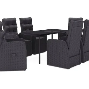 Grimfast  7-delige Tuinset met kussens zwart
