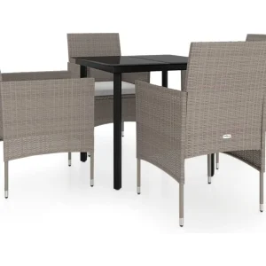 Hillsboro  5-delige Tuinset met kussens beige en zwart