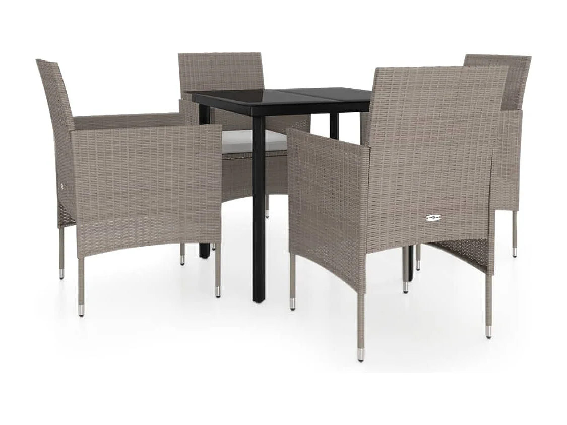 Hillsboro 5-delige Tuinset met kussens beige en zwart