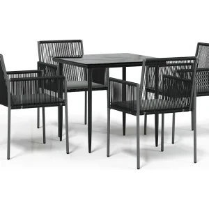 Giovanni Carlo  5-delige Tuinset met kussens poly rattan en staal zwart