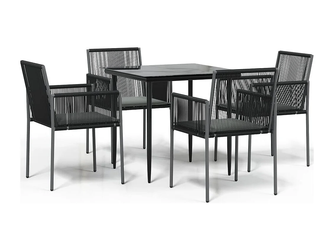 Giovanni Carlo 5-delige Tuinset met kussens poly rattan en staal zwart
