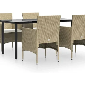 Hillsboro  5-delige Tuinset met kussens beige en zwart