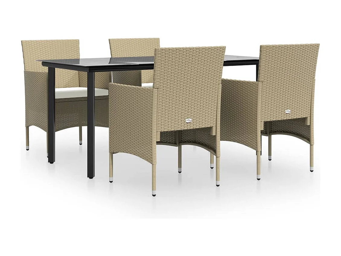 Hillsboro 5-delige Tuinset met kussens beige en zwart