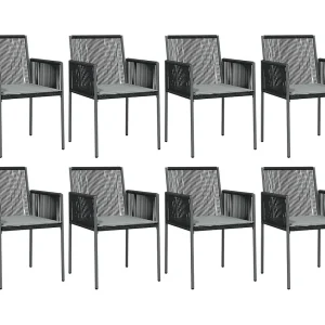 Giovanni Carlo  9-delige Tuinset met kussens poly rattan en staal zwart