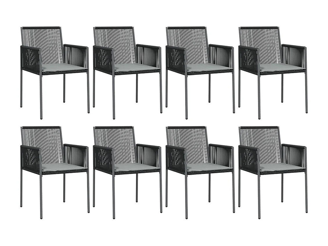 Giovanni Carlo 9-delige Tuinset met kussens poly rattan en staal zwart