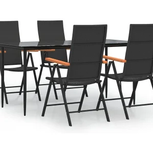Henna  5-delige Tuinset poly rattan zwart en bruin