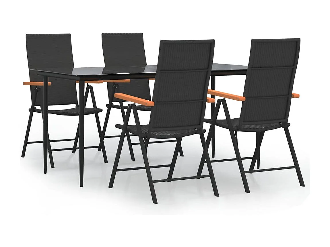 Henna 5-delige Tuinset poly rattan zwart en bruin