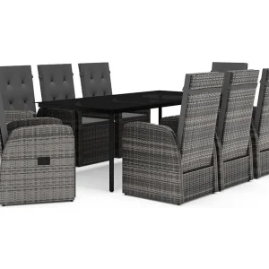 Grimfast  9-delige Tuinset met kussens grijs