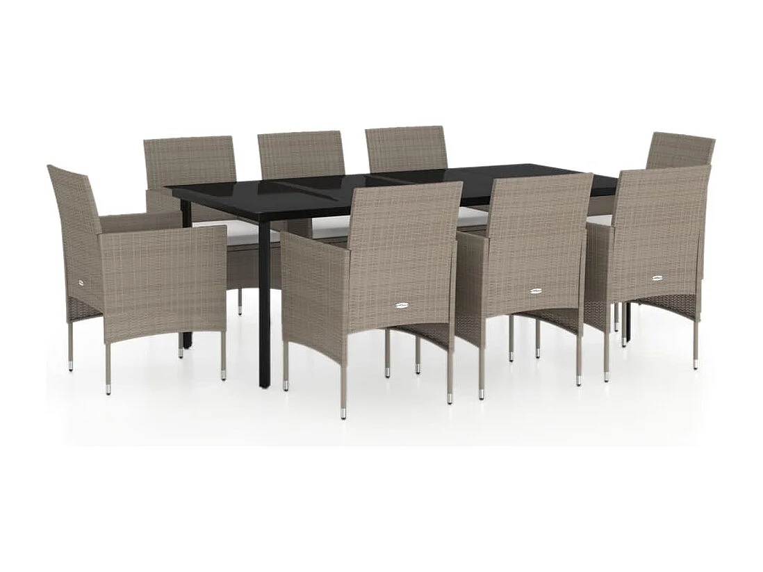 Hillsboro 9-delige Tuinset met kussens beige en zwart
