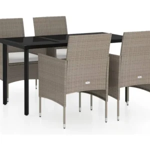 Hillsboro  5-delige Tuinset met kussens beige en zwart