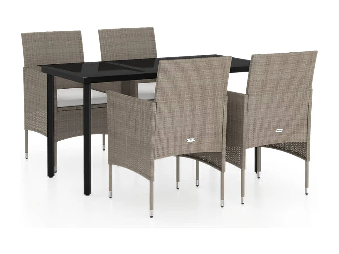 Hillsboro 5-delige Tuinset met kussens beige en zwart