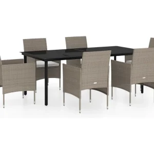Hillsboro 7-delige Tuinset met kussens beige en zwart Hillsboro 7-delige Tuinset met kussens beige en zwart