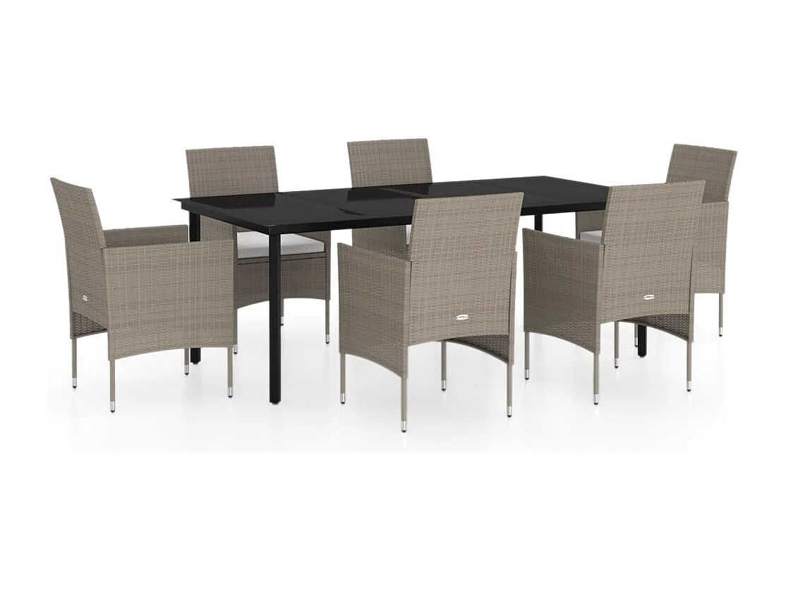 Hillsboro 7-delige Tuinset met kussens beige en zwart