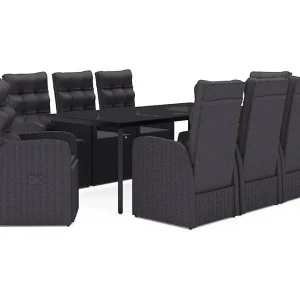Grimfast  9-delige Tuinset met kussens zwart