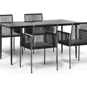 Giovanni Carlo  5-delige Tuinset met kussens poly rattan en staal zwart