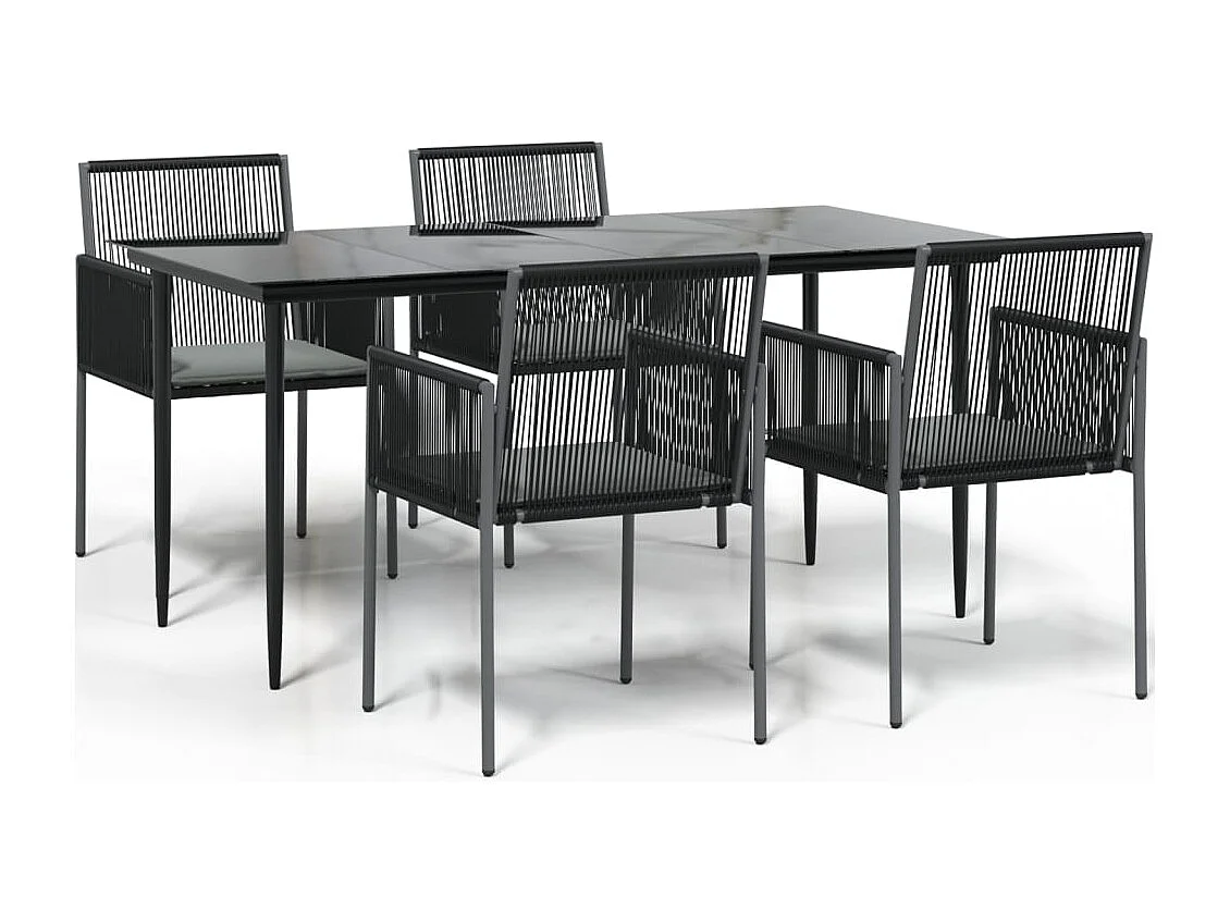 Giovanni Carlo 5-delige Tuinset met kussens poly rattan en staal zwart