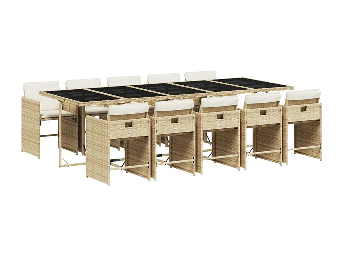 Heeswijk-Dinther 11-delige Tuinset met kussens poly rattan beige