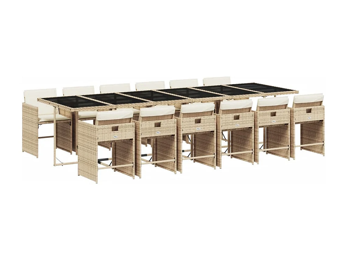 Heeswijk-Dinther 13-delige Tuinset met kussens poly rattan beige