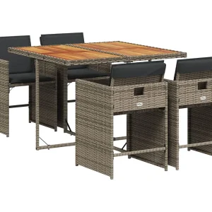 Heeswijk-Dinther  5-delige Tuinset met kussens poly rattan grijs