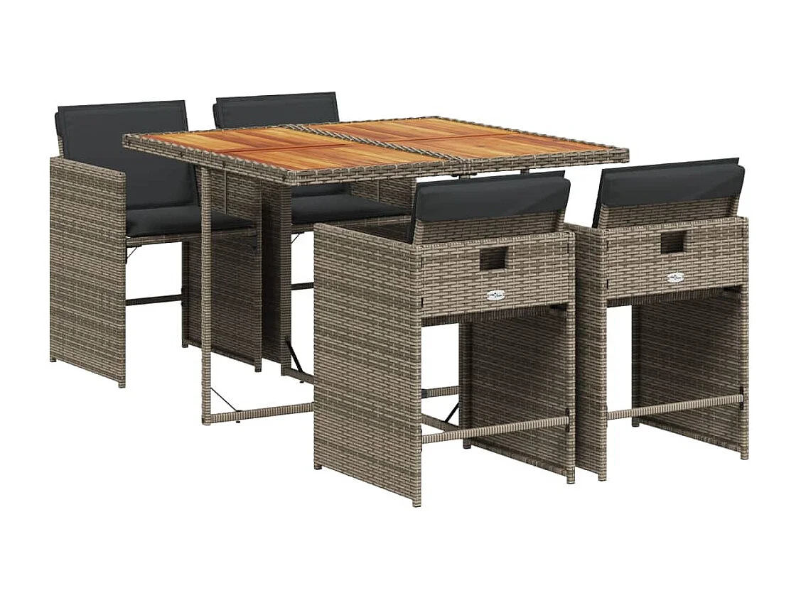Heeswijk-Dinther 5-delige Tuinset met kussens poly rattan grijs