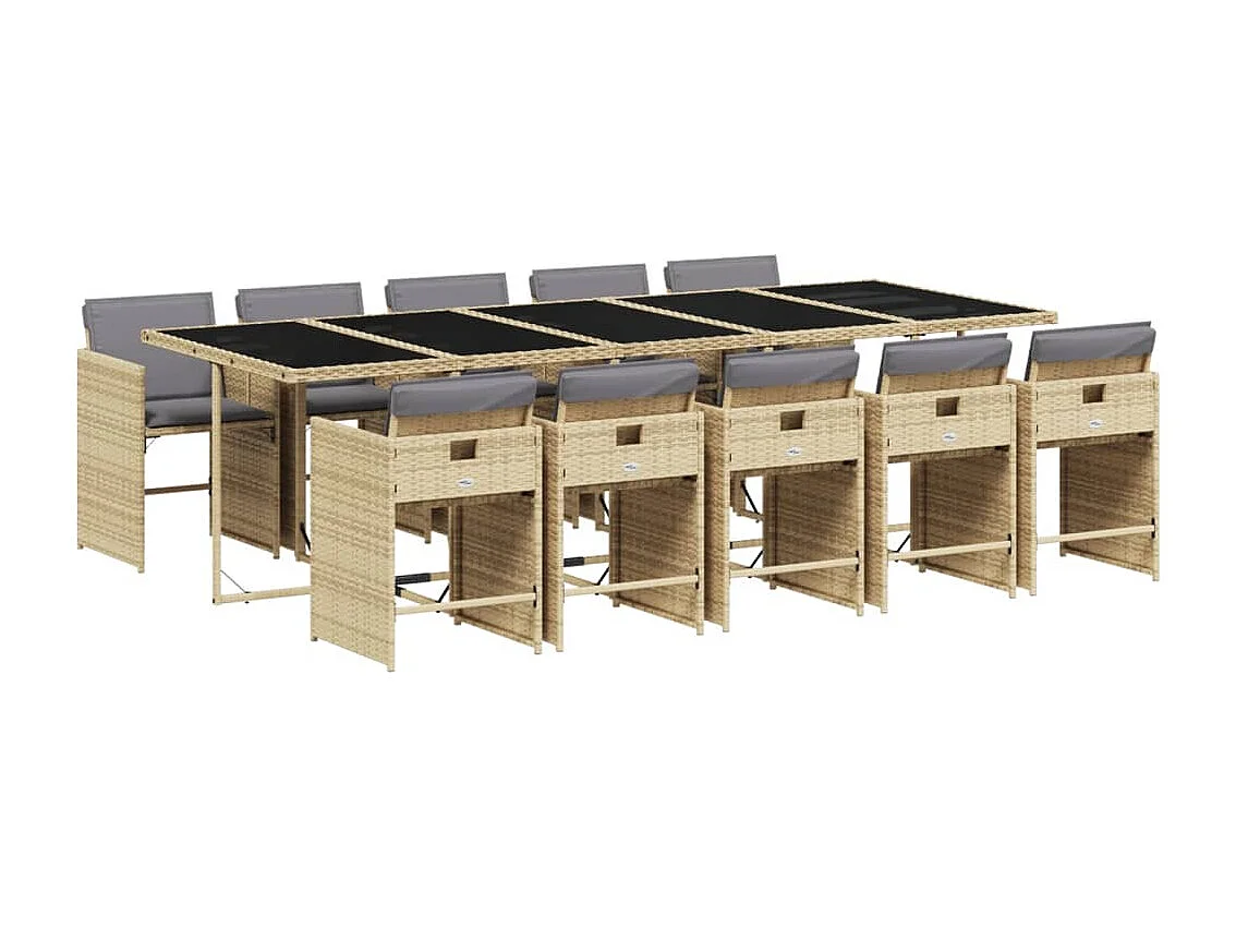 Heeswijk-Dinther 11-delige Tuinset met kussens poly rattan gemengd beige