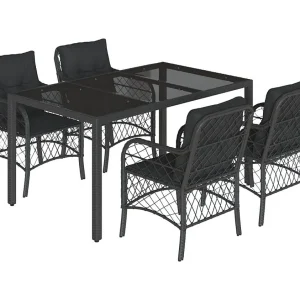 Harmelen  5-delige Tuinset met kussens poly rattan zwart