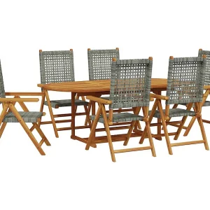 Grilda  7-delige Tuinset poly rattan en massief hout grijs