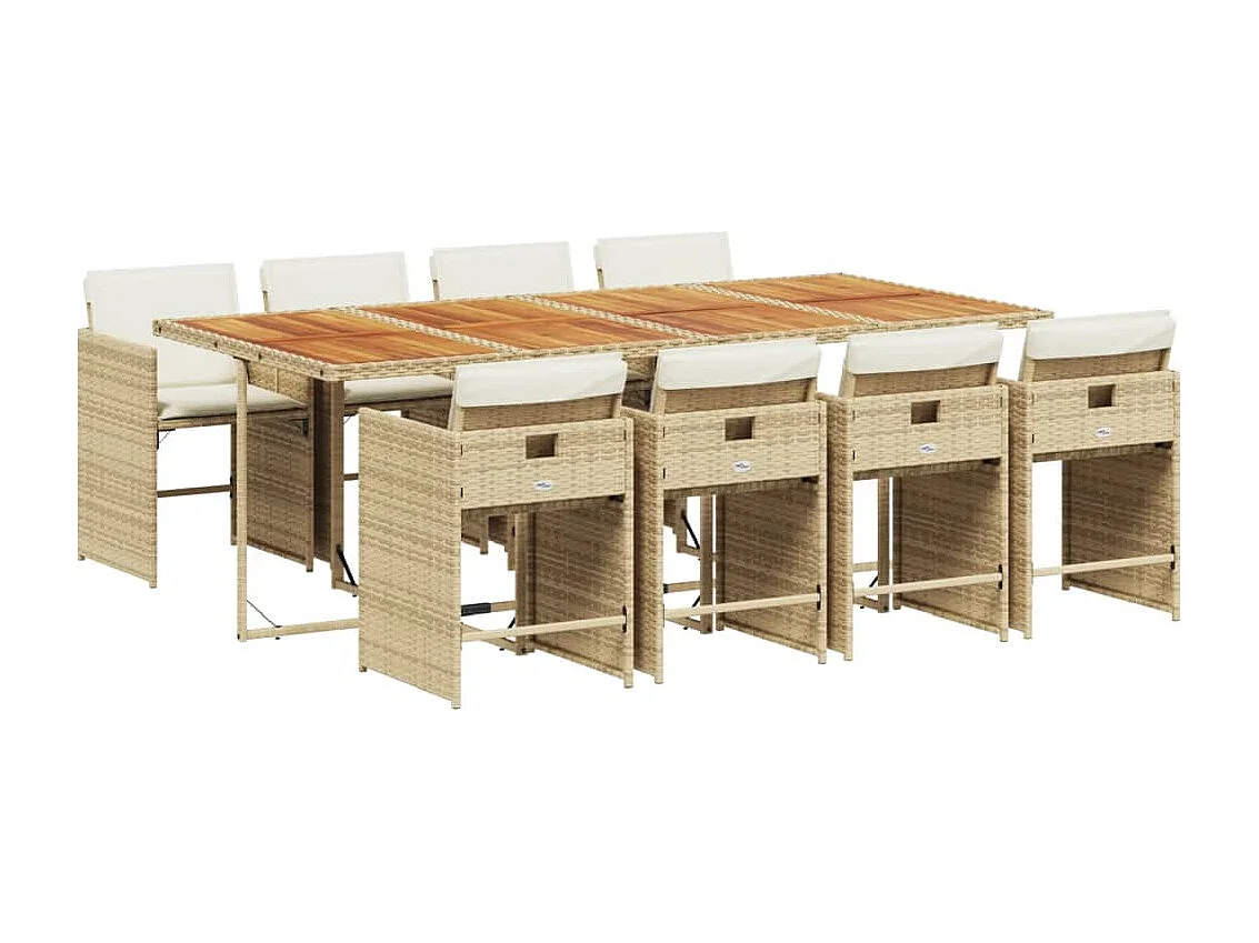 Heeswijk-Dinther 9-delige Tuinset met kussens poly rattan beige