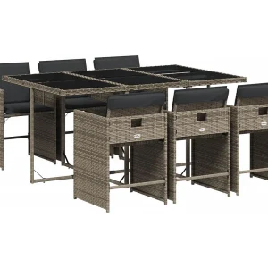 Heeswijk-Dinther 7-delige Tuinset met kussens poly rattan grijs Heeswijk-Dinther 7-delige Tuinset met kussens poly rattan grijs