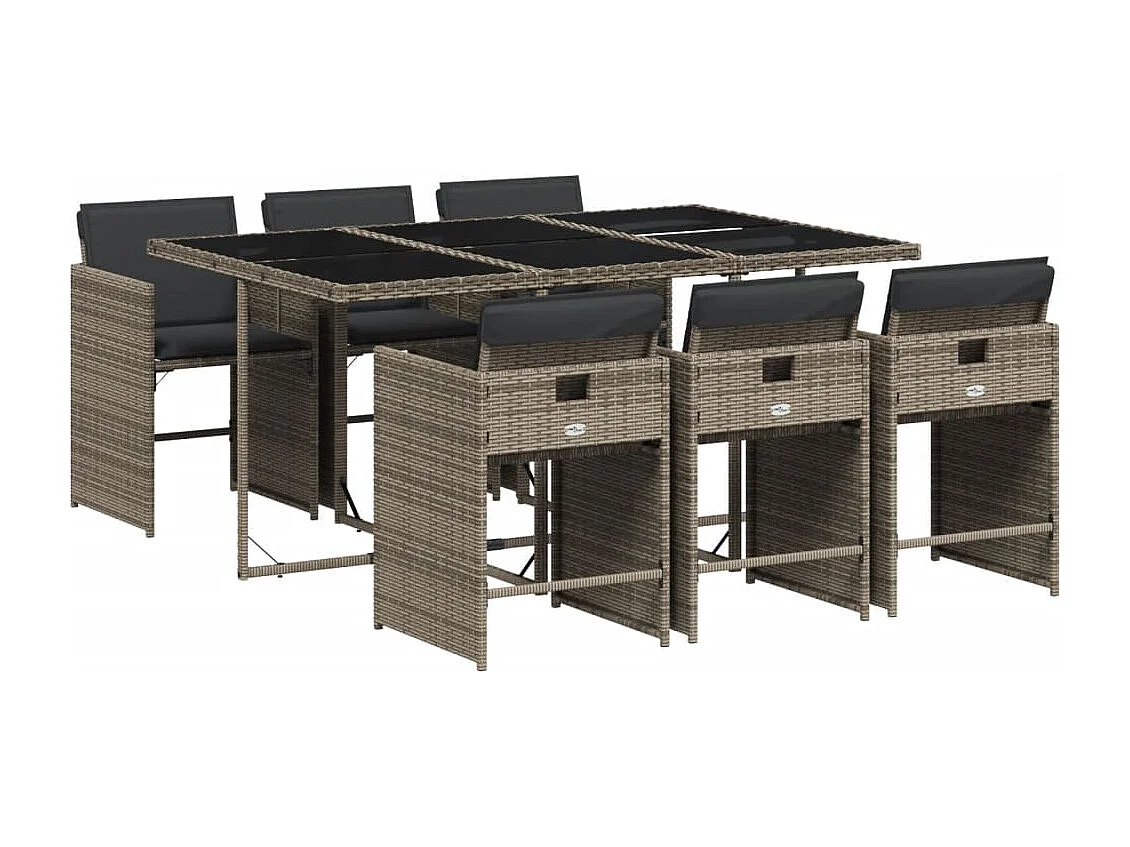 Heeswijk-Dinther 7-delige Tuinset met kussens poly rattan grijs