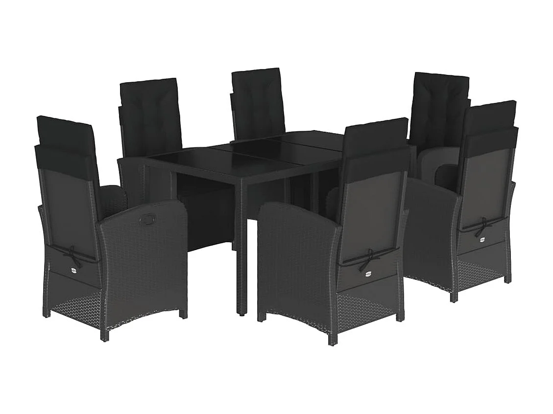 Hillside 7-delige Tuinset met kussens poly rattan zwart