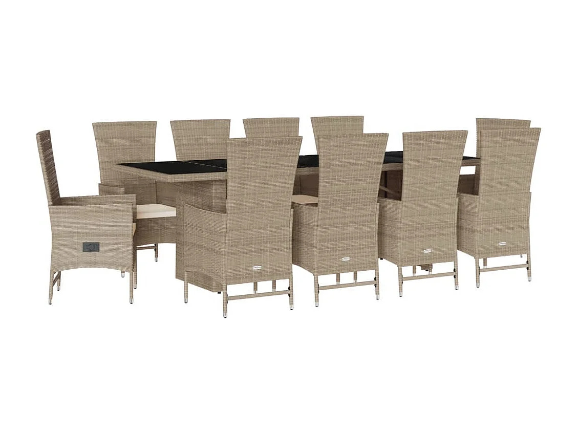 Greenlawn 11-delige Tuinset met kussens poly rattan beige