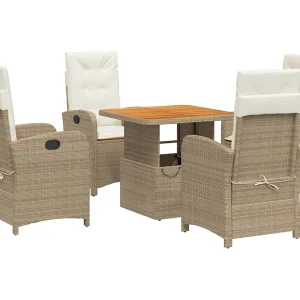 Gorham  5-delige Tuinset met kussens poly rattan beige