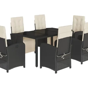 Hillside 7-delige Tuinset met kussens poly rattan zwart Hillside 7-delige Tuinset met kussens poly rattan zwart