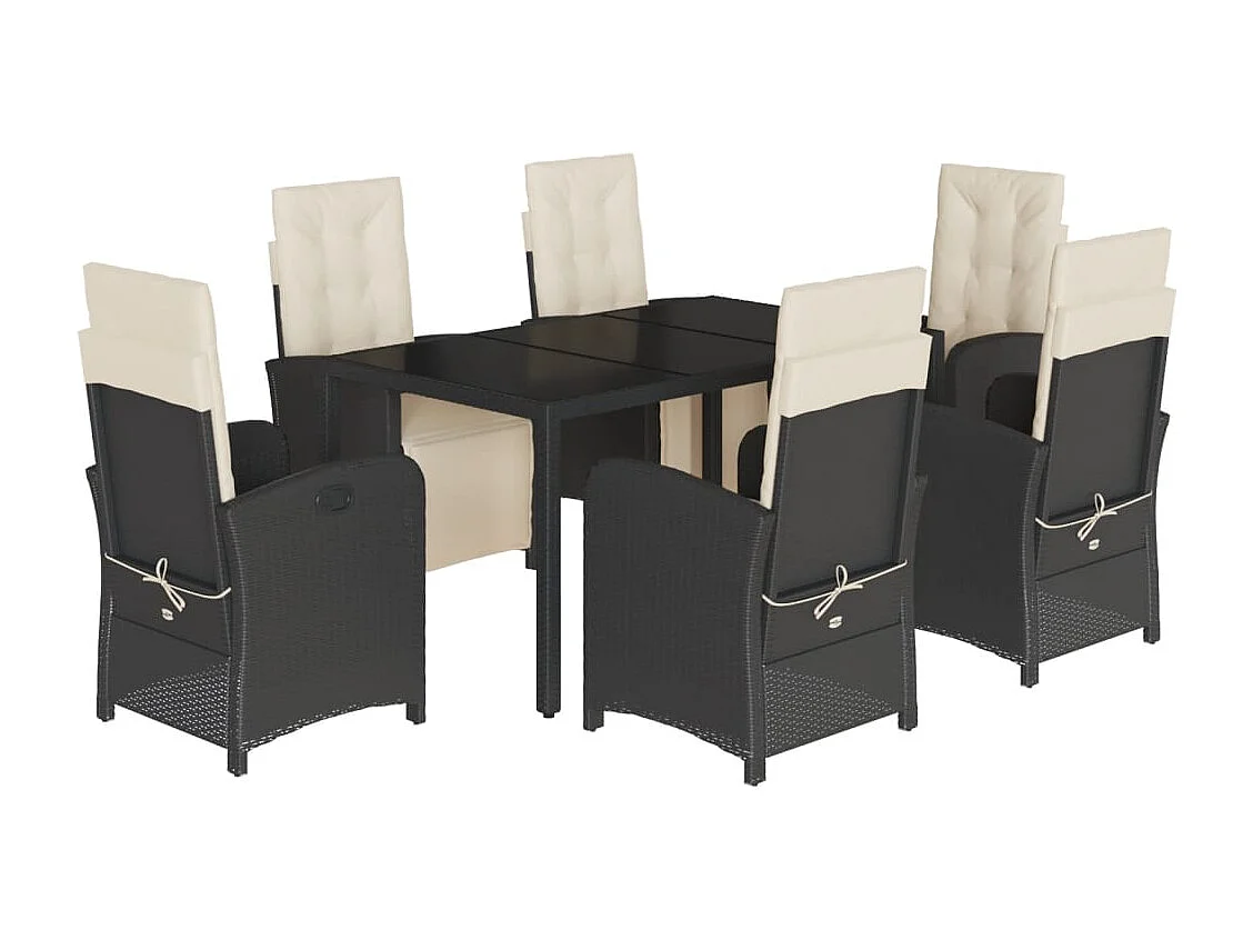 Hillside 7-delige Tuinset met kussens poly rattan zwart