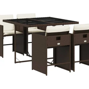 Heeswijk-Dinther  5-delige Tuinset met kussens poly rattan bruin