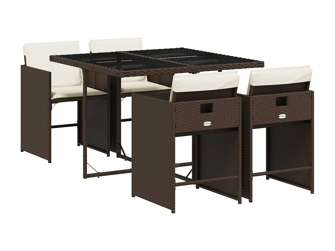Heeswijk-Dinther 5-delige Tuinset met kussens poly rattan bruin
