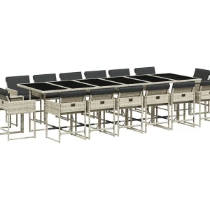 Heumen  17-delige Tuinset met kussens poly rattan lichtgrijs