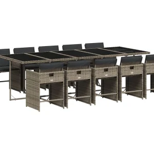 Heeswijk-Dinther 11-delige Tuinset met kussens poly rattan grijs Heeswijk-Dinther 11-delige Tuinset met kussens poly rattan grijs