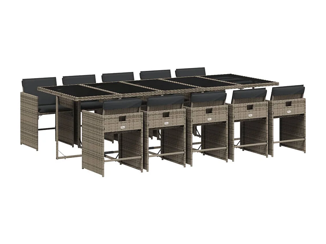 Heeswijk-Dinther 11-delige Tuinset met kussens poly rattan grijs